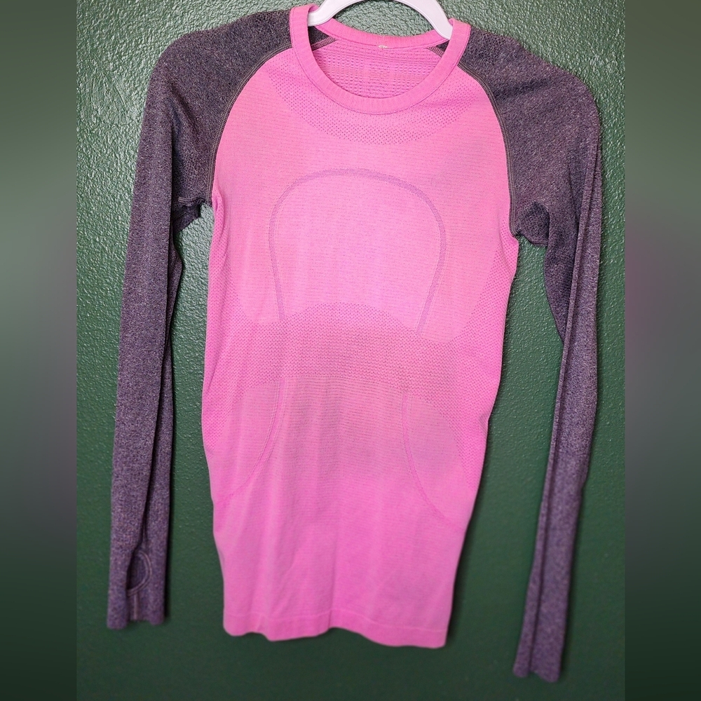 Lululemon Athletica Pink and Gray Long Sleeve Top